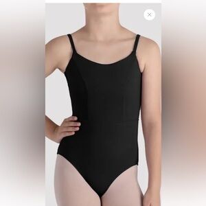Bloch Double Scoop Seam Camisole Leotard Black Girls Size 12 NWT